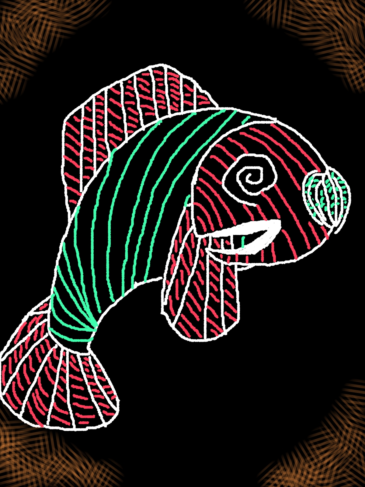 Line art of a fish